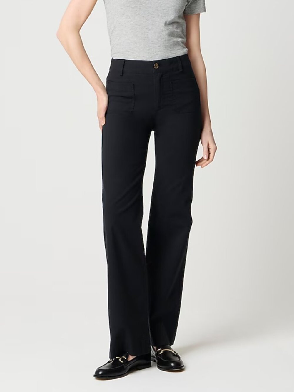 J. Crew Petite Lizzie High Rise Patch Pocket Wide Leg Pants Black Size 29P NWOT